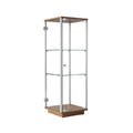 Modern Glass Display Cabinet with Wooden Base and Adjustable Shelves