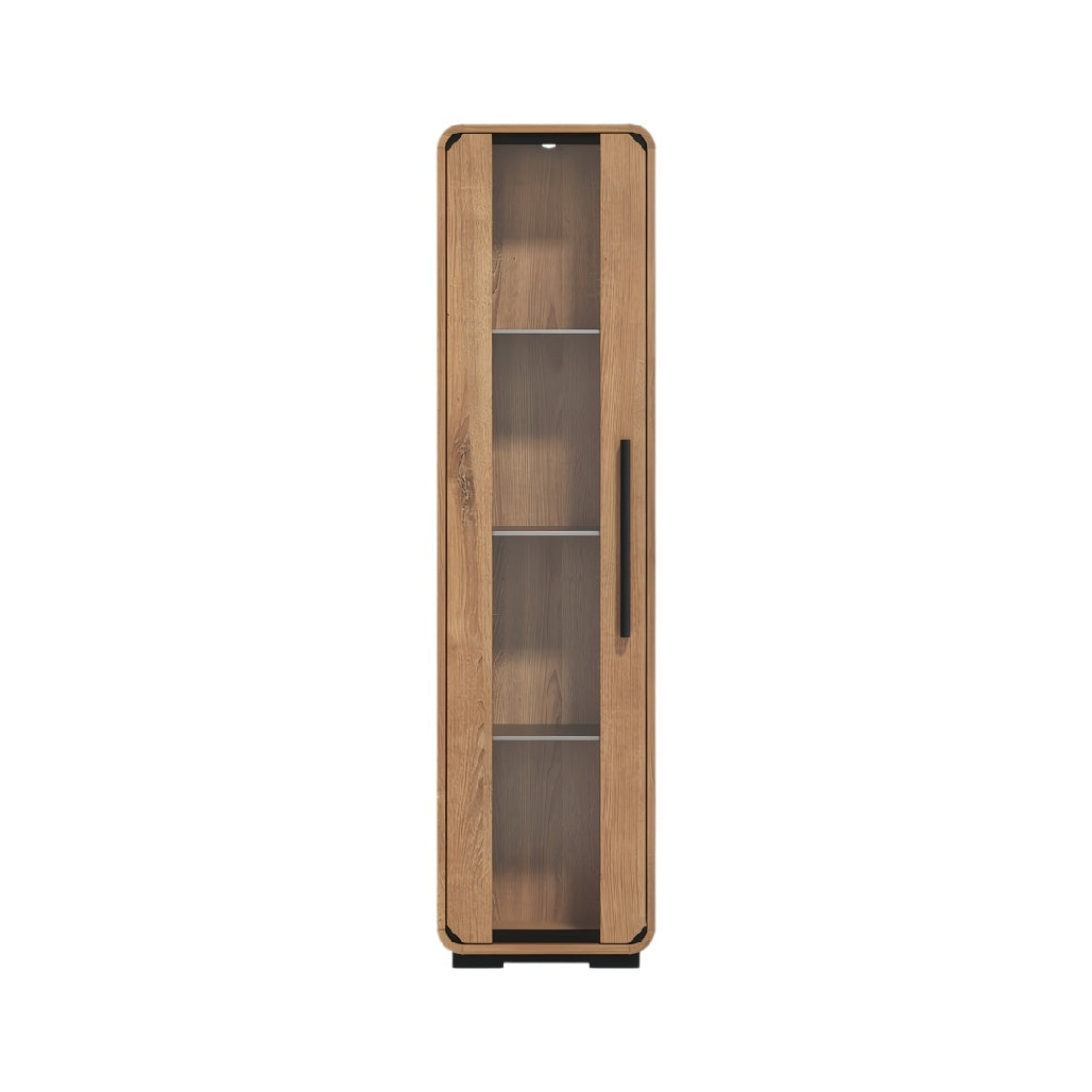 Modern Wooden Display Cabinet with Glass Door and Adjustable Shelves