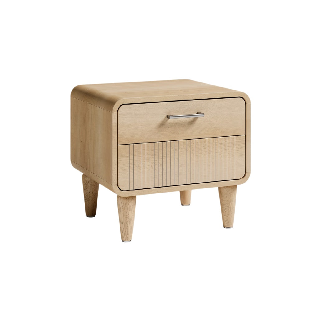Modern Minimalist Wooden Nightstand with Drawer and Slanted Legs