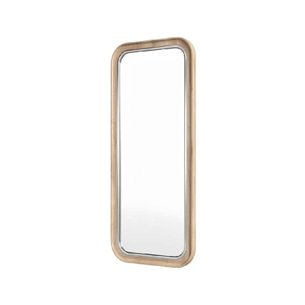 Modern Rectangular Wall Mirror with Wooden Frame
