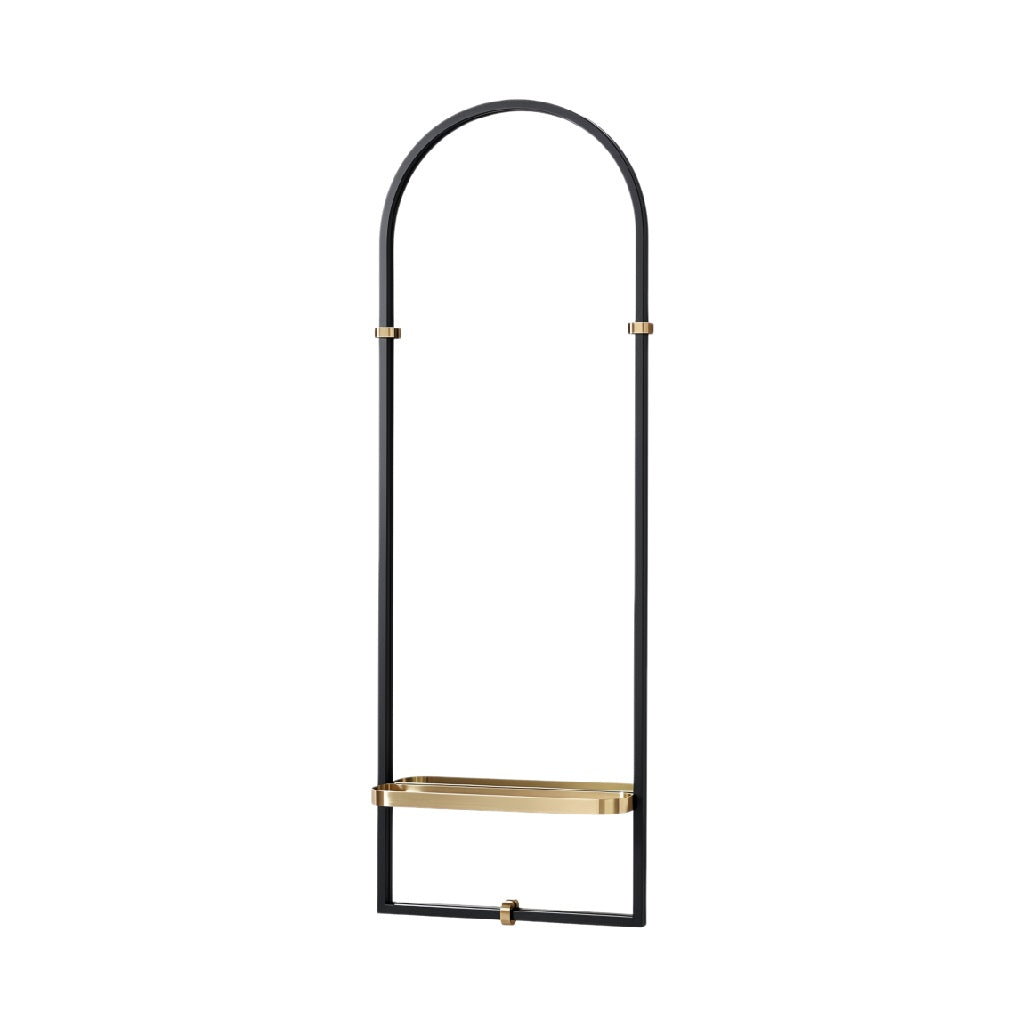 Modern Black and Gold Hanging Shelf with Arch Design